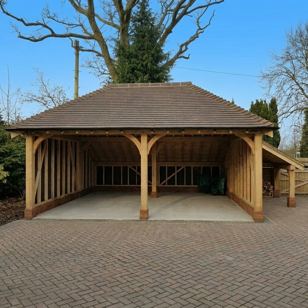 Double garage with log store kit