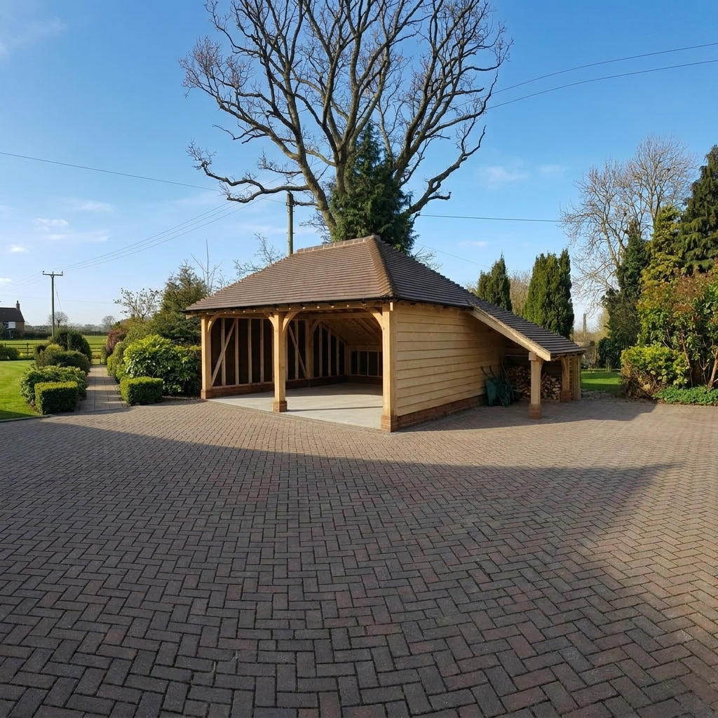 Double garage with log store kit