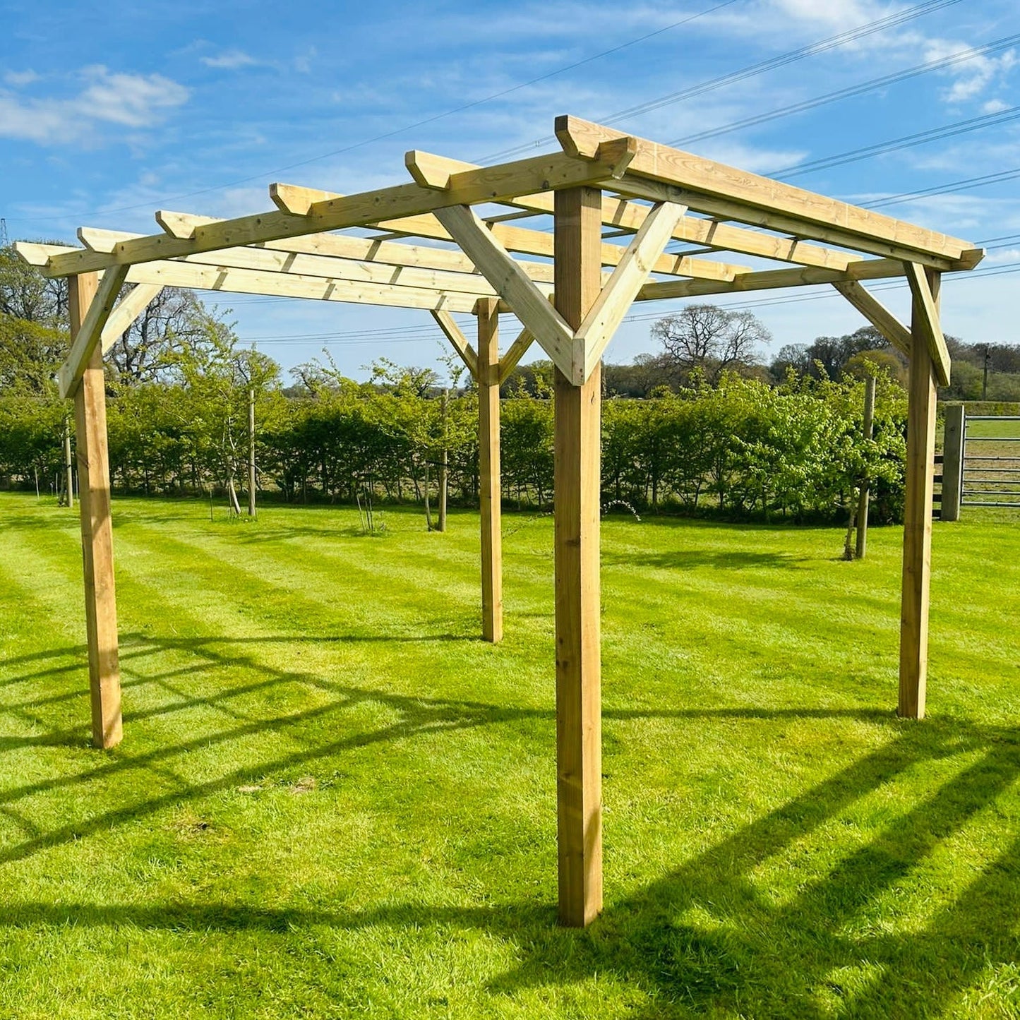 Discover sustainable sophistication with the Wooden Eco Pergola, an elegant addition to your outdoor sanctuary crafted from natural wood for shade, style, and eco-friendly charm